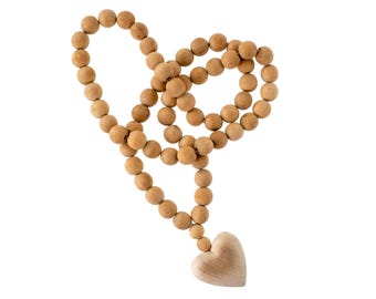 Cuentas de oración de corazón de madera grandes