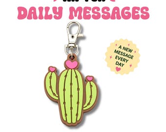 TapKeeps™ Heart Cactus NFC Keychain — Tap for Daily Affirmations — Reprogrammable Bag Charm — Pick Your Vibe Handmade Gift
