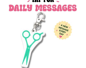 TapKeeps™ Hair Scissors NFC Keychain — Tap for Daily Affirmations — Hairstylist Gift — Reprogrammable Bag Charm — Pick Your Vibe