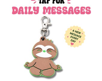 TapKeeps™ Zen Sloth NFC Keychain — Tap for Daily Affirmations — Reprogrammable Bag Charm — Pick Your Vibe Handmade Gift