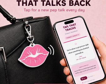 Kiss Lips NFC Bag Charm — NFC Keychain, Daily Affirmation Keychain, Purse Charm, Backpack Charm, Custom NFC Gift