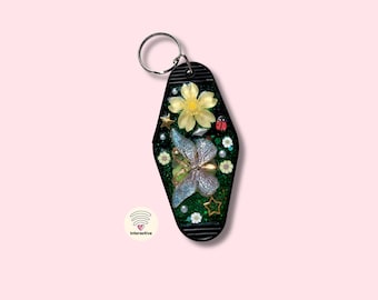 TapKeeps™ "Midnight Garden" Keychain — Daily Witchy Wisdom — One of a Kind Handmade Retro Hotel Keychain Witchy Gift
