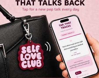 Self Love Club NFC Bag Charm, Interactive Keychain with Daily Pep Talks, Self Care Gift