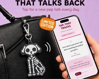 Skeleton Dog NFC Bag Charm Halloween Limited Edition Interactive X-Ray Dog Keychain Bag Accessory