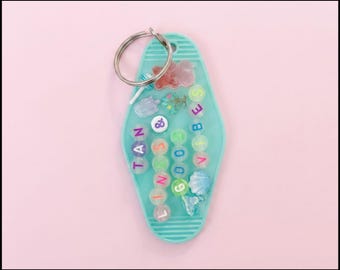 Tan Lines and Good Vibes Retro Motel Keychain, NFC Bag Charm with Daily Pep Talks, Beach Lover Gift, Summer Keychain, Vacation Gift for Her