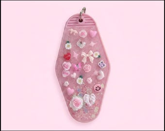 TapKeeps™ "Soft Life Coquette" Keychain — Daily Wellness Reminders — One of a Kind Handmade Retro Hotel Self Care Gift