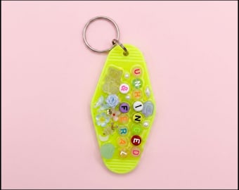 TapKeeps™ Unhinged and Feral Keychain — Daily Wellness Reminders — One of a Kind Handmade Retro Hotel Self Care Gift