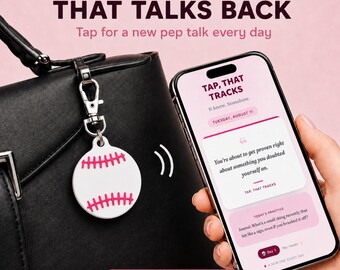 Baseball NFC Bag Charm — Baseball & Softball Mom — NFC Keychain, Daily Affirmation Keychain, Purse Charm, Backpack Charm, Custom NFC Gift