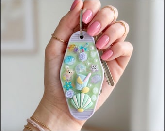 Ocean Dream NFC Keychain — Tap Into Tiny Laughs — One of a Kind Handmade Retro Hotel Keychain Daily Jokes and Fun Facts for Ages 8-108