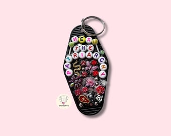 TapKeeps™ "Hex the Patriarchy" Keychain — Daily Witchy Wisdom — One of a Kind Handmade Retro Hotel Keychain Witchy Gift