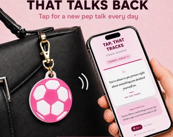 Soccer Ball NFC Bag Charm — Soccer Mom Keychain — NFC Keychain, Daily Affirmation Keychain, Purse Charm, Backpack Charm, Custom NFC Gift
