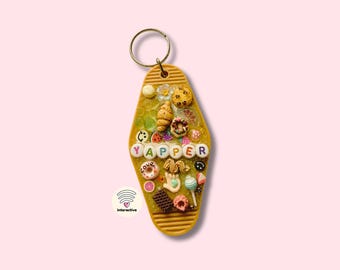 TapKeeps™ "Yapper" Keychain — Daily That Girl Motivation — One of a Kind Handmade Retro Hotel Motivational Gift
