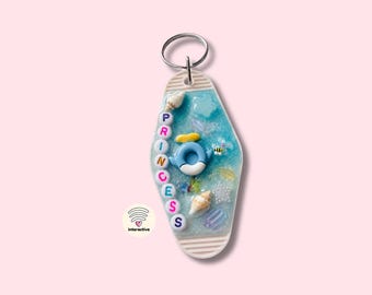 TapKeeps™ "Princess" Keychain — Daily Wellness Reminders — One of a Kind Handmade Retro Hotel Self Care Gift