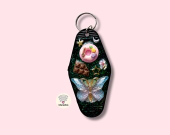 TapKeeps™ "Metamorphosis" Keychain — Daily Witchy Wisdom — One of a Kind Handmade Retro Hotel Keychain Witchy Gift