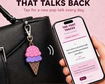 Ice Cream NFC Bag Charm — NFC Keychain, Daily Affirmation Keychain, Purse Charm, Backpack Charm, Custom NFC Gift