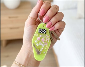 Rock Girl NFC Keychain — Tap Into Tiny Laughs — One of a Kind Handmade Retro Hotel Keychain Daily Jokes and Fun Facts for Ages 8-108