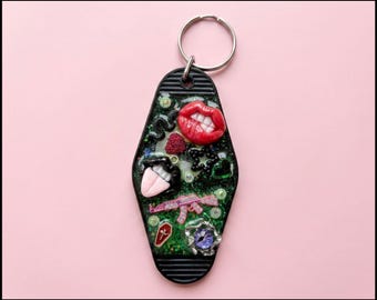 TapKeeps™ "Hex Appeal" Keychain — Daily Witchy Wisdom — One of a Kind Handmade Retro Hotel Keychain Witchy Gift