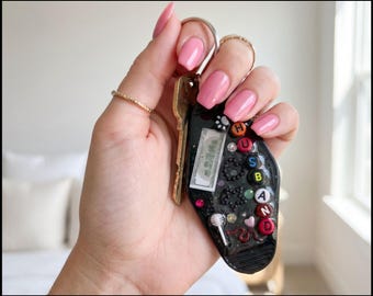 Husband NFC Keychain — Tap for Daily Reminders to Breathe — One of a Kind Handmade Retro Hotel Keychain Gift for Husband
