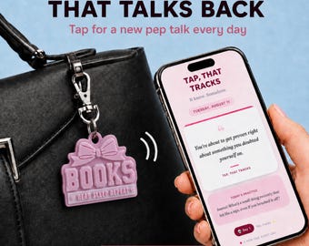 Book Read Sleep Repeat Bag Charm, Daily Affirmation NFC Keychain – Clean or Sweary Version, Custom Link