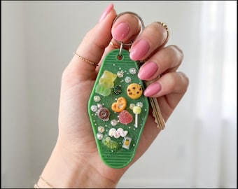 Snack Attack NFC Keychain — Tap Into Tiny Laughs — One of a Kind Handmade Retro Hotel Keychain Daily Jokes and Fun Facts for Ages 8-108