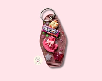 TapKeeps™ "Sugar Rush" Keychain — Daily Tiny Laughs — One of a Kind Handmade Retro Hotel Keychain Funny Gift