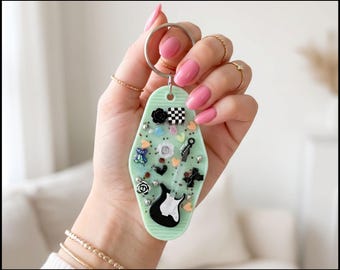 Rock Goth NFC Keychain — Tap Into Tiny Laughs — One of a Kind Handmade Retro Hotel Keychain Daily Jokes and Fun Facts for Ages 8-108