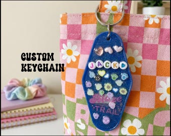 Personalized Name NFC Junk Keychain — Daily Affirmation – Clean or Sweary Version, Custom Link— Handmade Retro Hotel Motel Keychain