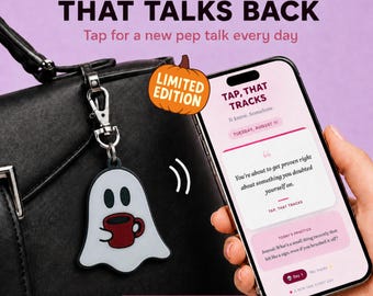 Coffee Ghost NFC Bag Charm Halloween Limited Edition Interactive Cute Ghost Keychain Backpack Accessory