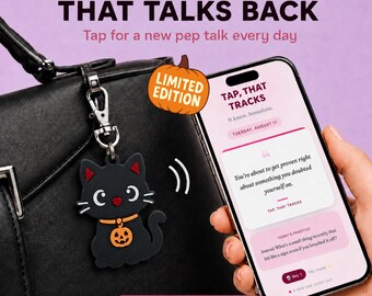 Black Cat NFC Bag Charm Halloween Limited Edition Interactive Keychain Daily Message Tap Charm Spooky Season Gift Backpack Accessory