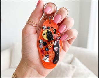 BOO NFC Keychain — Tap Into Today's Energy — One of a Kind Handmade Retro Hotel Keychain Daily Witchy Wisdom Halloween Gift
