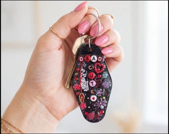 Dead Cute NFC Keychain — Tap Into Today's Energy — One of a Kind Handmade Retro Hotel Keychain Daily Witchy Wisdom