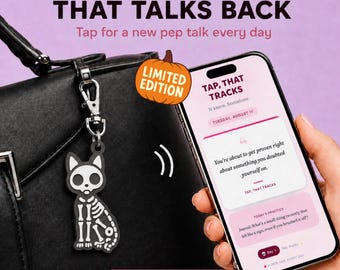 Skeleton Cat NFC Bag Charm Halloween Limited Edition Interactive X-Ray Cat Keychain Bag Accessory