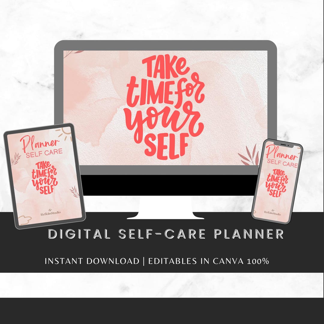 Digital Self Care Planner Canva Template, Wellness Journal, Mental ...