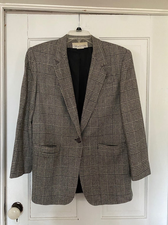 Ladies Tartan Plaid Oversized Blazer Jacket