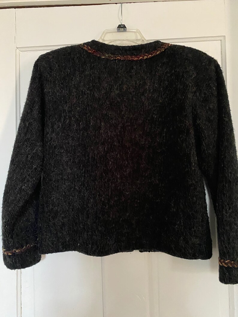 Vintage Lined Sweater Jacket Metal Clasp Acrylic Wool