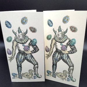 Carte de clown, carte d'anniversaire de clown unique, carte steampunk, carte d'anniversaire gothique, carte de clown effrayant, illustration de carnaval de cirque, art étrange sombre