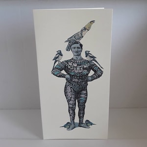 Tattoo card, circus strongman, circus card, tattoo birthday card, circus freak, freak show, vintage style, weird birthday card, handmade