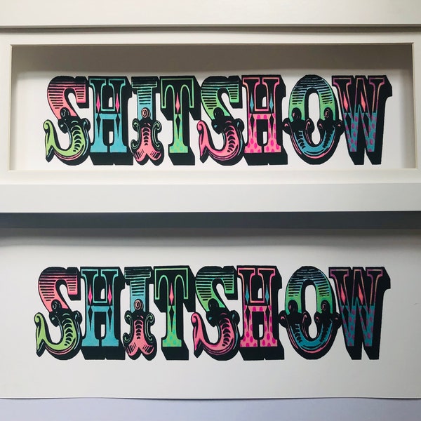 Shitshow sign, circus sign, adult print, urban art, bar sign, theatre sign, gallery wall, fairground art, theatrical gifts, shitshow, decor