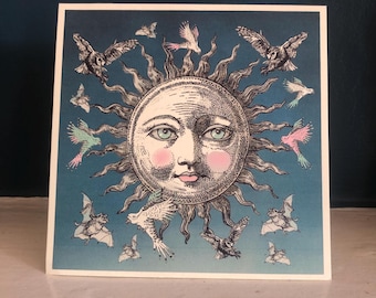 Sun card, birthday card weird, sun birthday card, sunshine face, sunshine, star card, vintage sun drawing, sun illustration, celestial card
