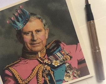 King Charles, King Charles iii, coronation 2023, royal memorabilia, King Charles keepsake, British royal family, King Charles art card,