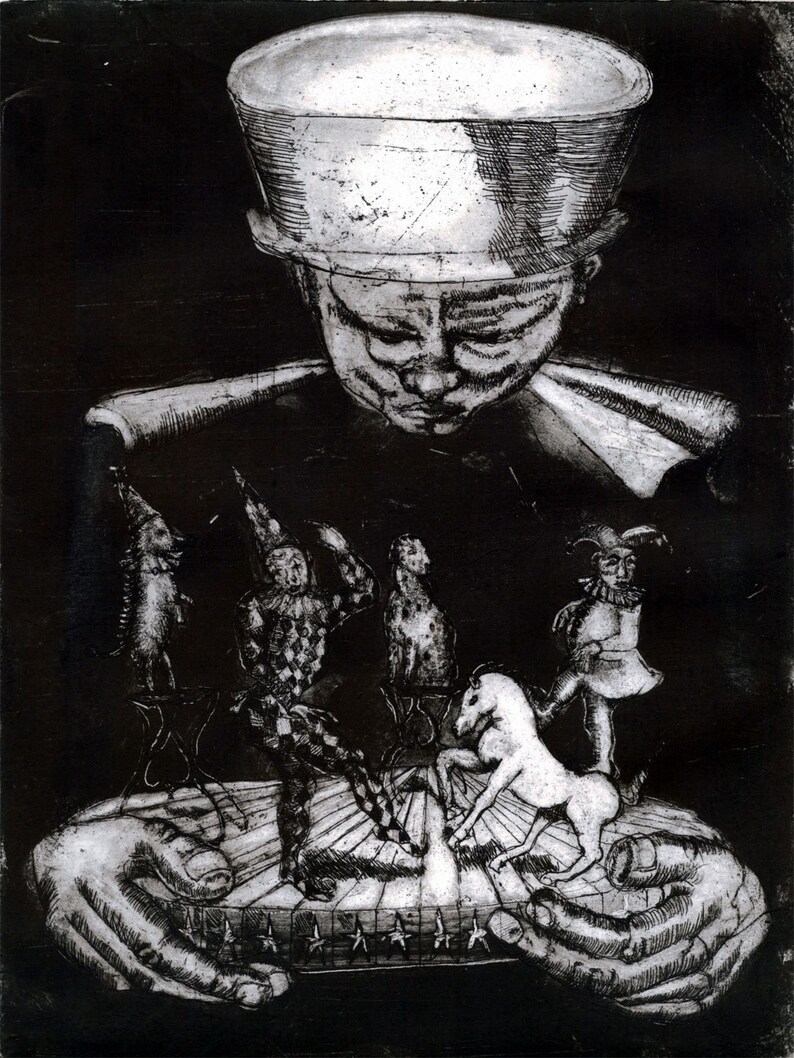 Zirkus Freak Druck Karneval Kunst Schwarz Und Weiss Kunst Etsy
