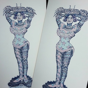 Carte d'anniversaire de cirque, spectacle de monstres, carte de cirque, monstres de cirque, carte d'art sombre, carte d'art étrange, carte pour toutes les occasions, carte d'anniversaire cancer étrange