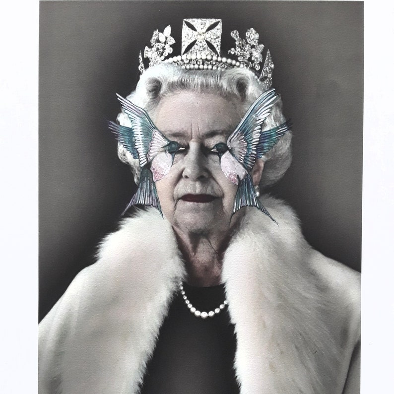 Queen Elizabeth print queen print surreal queen art queen Etsy