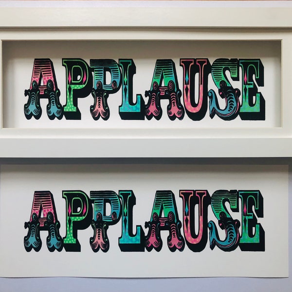 Applause sign, circus sign, adult print, encouragement art, bar sign, theatre sign, gallery wall, fairground art, theatrical gifts, applause