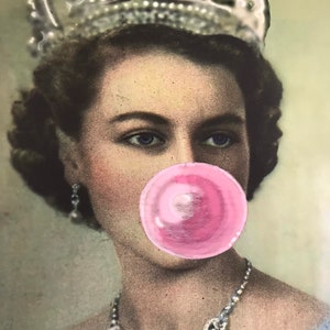 Carte de la reine Elizabeth, chewing-gum de la reine Elizabeth, famille royale britannique, reine Elizabeth amusante, royauté britannique, reine de la carte de fête des mères,