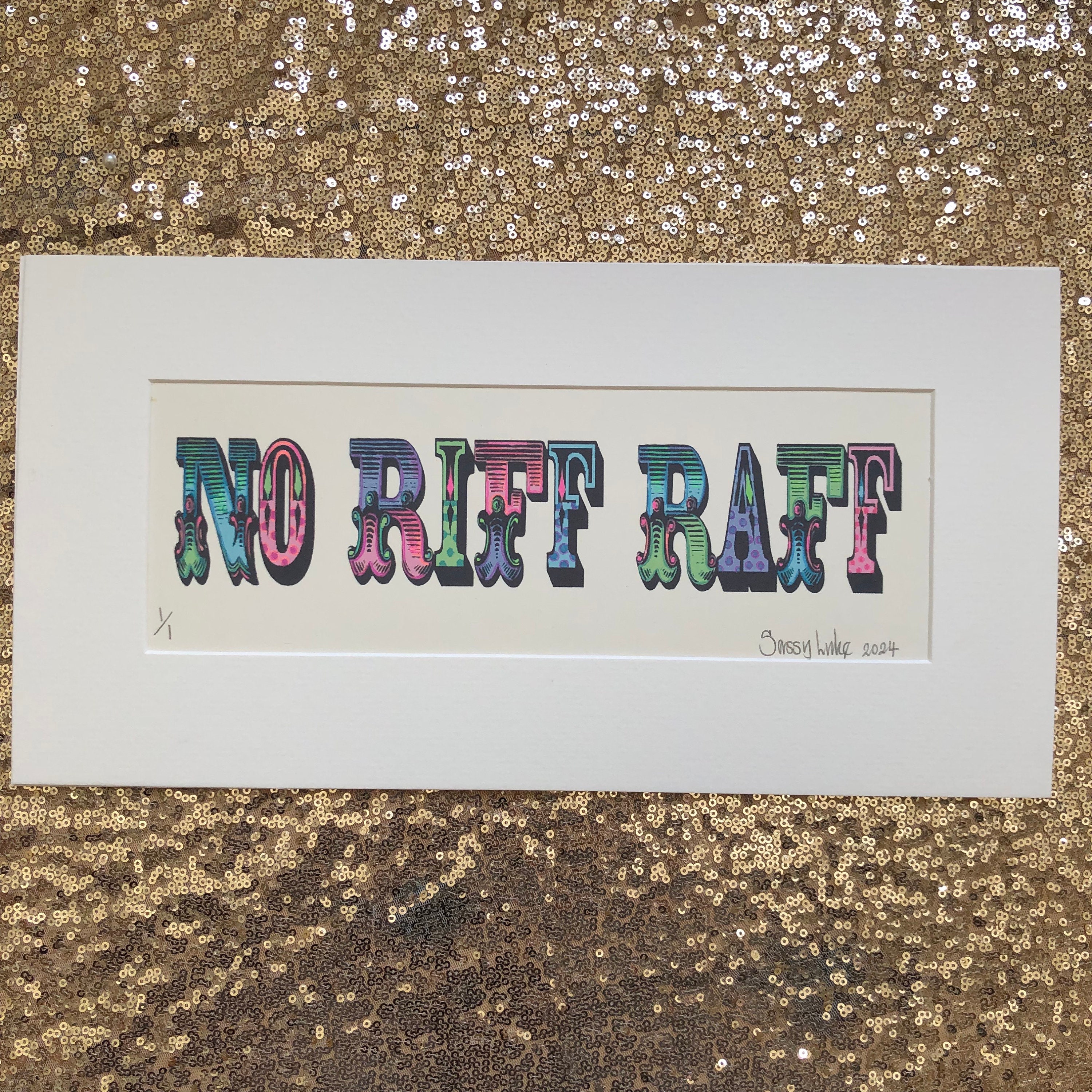 No Riff Raff Meme NO RIFF RAFF Hand Coloured and Signed Print, Fun Entrance Hall Wall Art ...