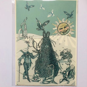 Carte folklorique britannique, Jack in the green, solstice de printemps, carte de voeux Beltane, Hastings Jack in the green, 1er mai, homme vert, Hastings