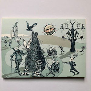 Carte d'homme vert, jack in the green, 1er mai, art de hastings, carte païenne, carte d'art de Beltane, cadeau païen, folklore britannique, mythique, solstice