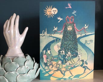 Spring solstice card, Pagan art, green man, pagan card, jack in the green, British folklore, Hastings art card, birthday card Hastings,