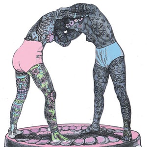 Carte d'anniversaire lesbienne, carte lgbtq pour maman, carte de cirque, carte de la galentine, freak show, carte de la Saint-Valentin lgbtq, carte d'anniversaire bizarre, carte de tatouage